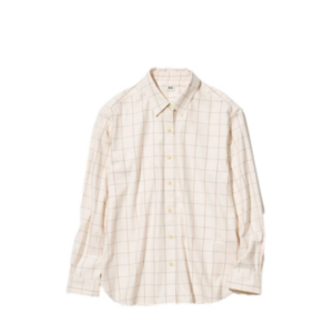 Uniqlo Cream Plaid Button Down Shirt